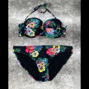 Old Navy Black Floral Bikini
